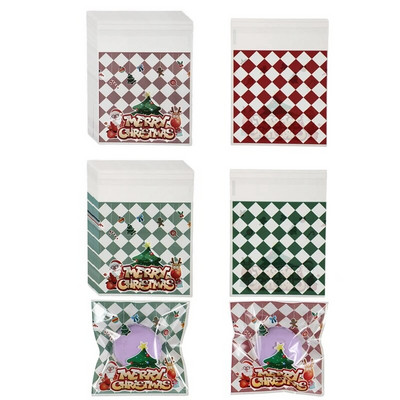 100 vnt./pak. Kalėdiniai sausainiai Saldainių maišeliai Lipni Kalėdų sniego senio sausainių dovanų maišeliai vakarėlio reikmenims