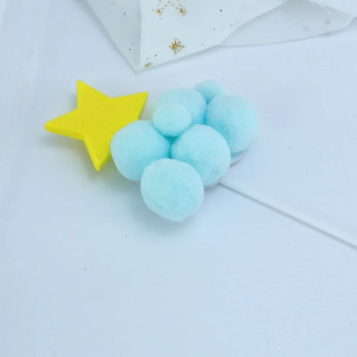 1 vnt Stars Mėnulis Minkštas Pompom Cloud Tortas Su gimtadienio vakarėliu „Pasidaryk pats“ torto viršaus vėliavėlių dekoravimas, skirtas „Cake Topper“ festivalio reikmenims