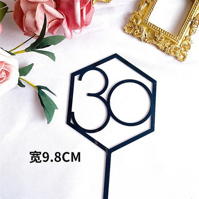 Naujas su gimtadieniu torto dangtelis Auksiniai sidabriniai skaičiai Akrilo pyrago apmušalas Gimtadienio vakarėlio torto papuošimui Tėvo dienos dovana