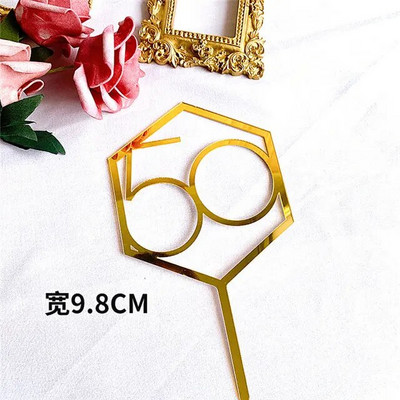 Naujas su gimtadieniu torto dangtelis Auksiniai sidabriniai skaičiai Akrilo pyrago apmušalas Gimtadienio vakarėlio torto papuošimui Tėvo dienos dovana