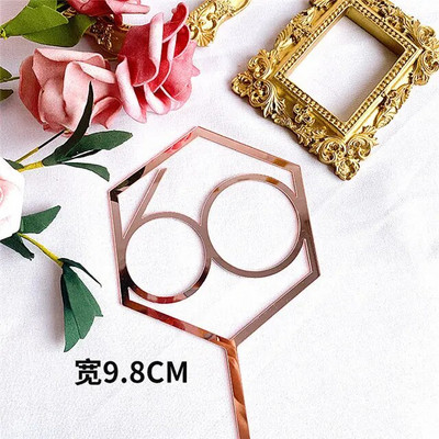 Naujas su gimtadieniu torto dangtelis Auksiniai sidabriniai skaičiai Akrilo pyrago apmušalas Gimtadienio vakarėlio torto papuošimui Tėvo dienos dovana