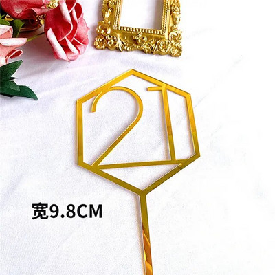 Naujas su gimtadieniu torto dangtelis Auksiniai sidabriniai skaičiai Akrilo pyrago apmušalas Gimtadienio vakarėlio torto papuošimui Tėvo dienos dovana