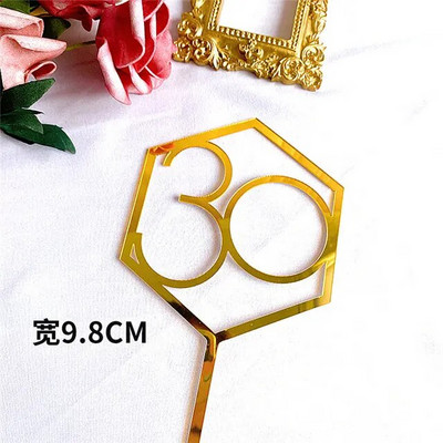 Naujas su gimtadieniu torto dangtelis Auksiniai sidabriniai skaičiai Akrilo pyrago apmušalas Gimtadienio vakarėlio torto papuošimui Tėvo dienos dovana