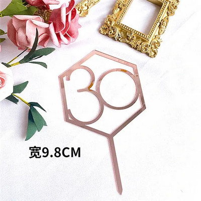 Naujas su gimtadieniu torto dangtelis Auksiniai sidabriniai skaičiai Akrilo pyrago apmušalas Gimtadienio vakarėlio torto papuošimui Tėvo dienos dovana