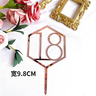 Naujas su gimtadieniu torto dangtelis Auksiniai sidabriniai skaičiai Akrilo pyrago apmušalas Gimtadienio vakarėlio torto papuošimui Tėvo dienos dovana