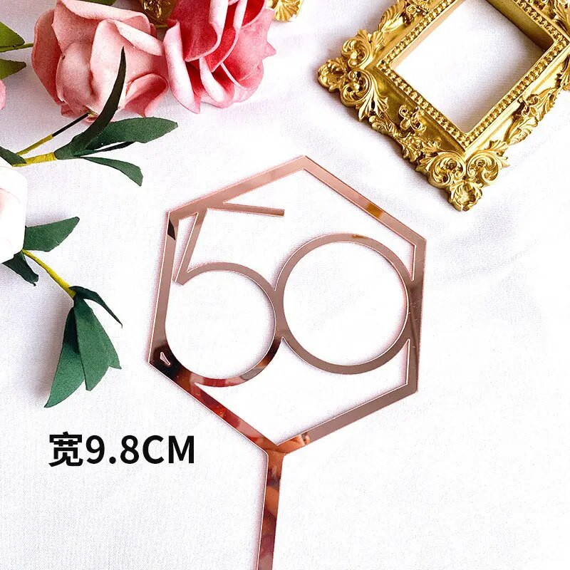 Naujas su gimtadieniu torto dangtelis Auksiniai sidabriniai skaičiai Akrilo pyrago apmušalas Gimtadienio vakarėlio torto papuošimui Tėvo dienos dovana