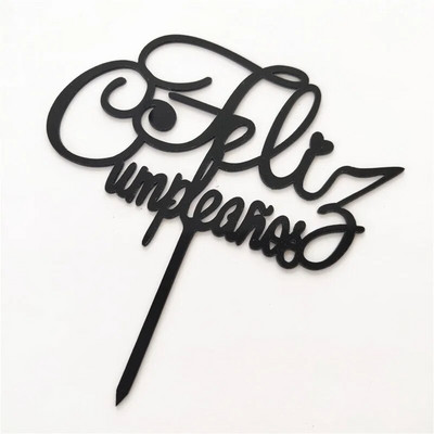 Ispaniškas Happy Birthday torto apmušalas akrilinis Auksinis juodas berniuko mergaičių gimtadienio torto apmušalas Kūdikių vakarėlio desertų dekoravimui