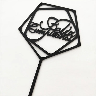 Ispaniškas Happy Birthday torto apmušalas akrilinis Auksinis juodas berniuko mergaičių gimtadienio torto apmušalas Kūdikių vakarėlio desertų dekoravimui