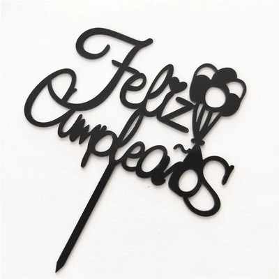 Ispaniškas Happy Birthday torto apmušalas akrilinis Auksinis juodas berniuko mergaičių gimtadienio torto apmušalas Kūdikių vakarėlio desertų dekoravimui