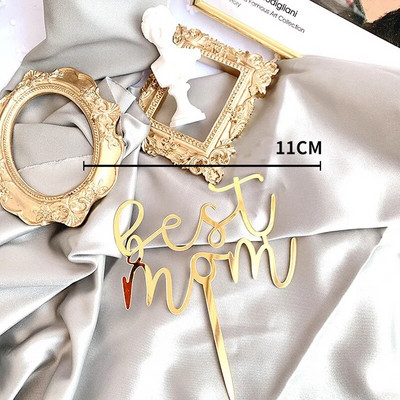 1vnt rožinio aukso širdelės pyragas Viršutinė vėliava Torto atvirutė motinos dienos mamos gimtadienio torto dekoracija Kepimas Keksas Dovanos motinos gimtadieniui