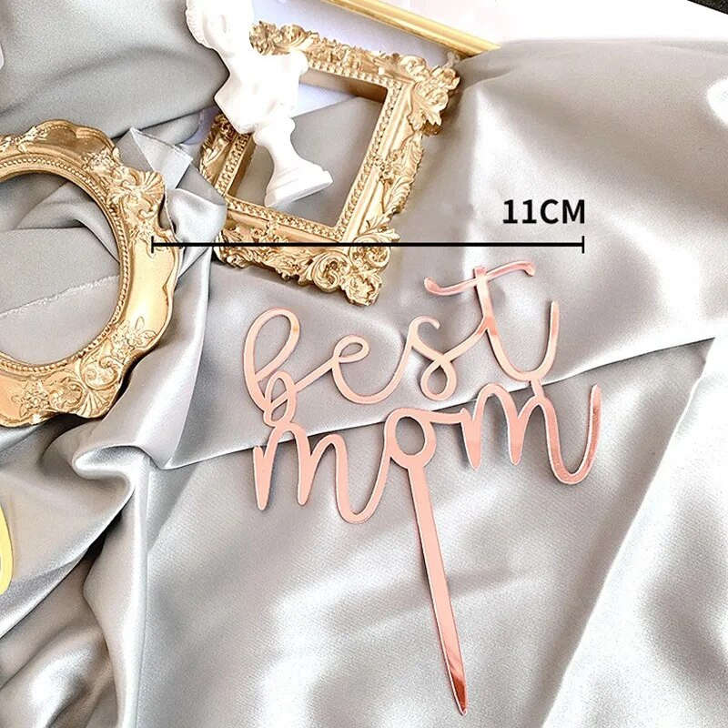 1vnt rožinio aukso širdelės pyragas Viršutinė vėliava Torto atvirutė motinos dienos mamos gimtadienio torto dekoracija Kepimas Keksas Dovanos motinos gimtadieniui