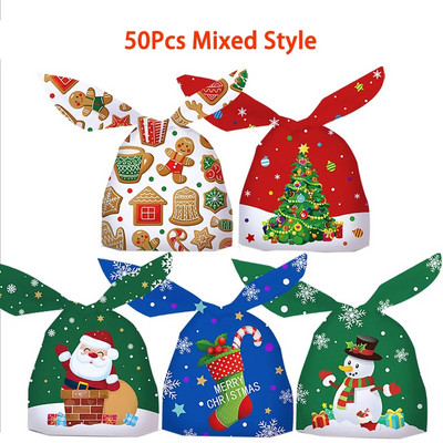 50 vnt Kalėdų saldainių krepšeliai Kalėdų dovanų pakavimo maišelis Kalėdų senelio gėrybių pakavimo maišelis 2024 Navidad Naujųjų metų vakarėliui