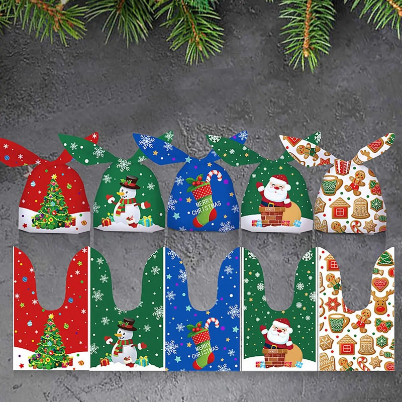 50 vnt Kalėdų saldainių krepšeliai Kalėdų dovanų pakavimo maišelis Kalėdų senelio gėrybių pakavimo maišelis 2024 Navidad Naujųjų metų vakarėliui