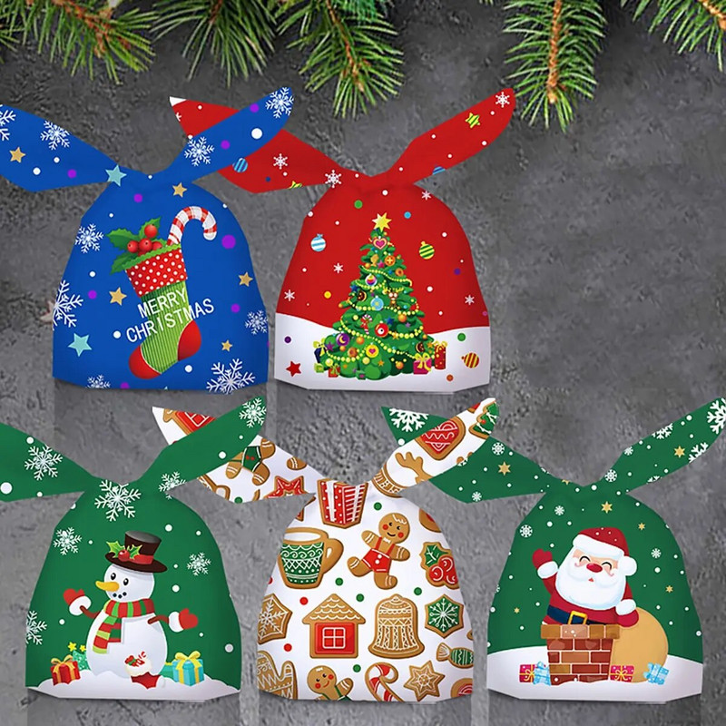 50 vnt Kalėdų saldainių krepšeliai Kalėdų dovanų pakavimo maišelis Kalėdų senelio gėrybių pakavimo maišelis 2024 Navidad Naujųjų metų vakarėliui
