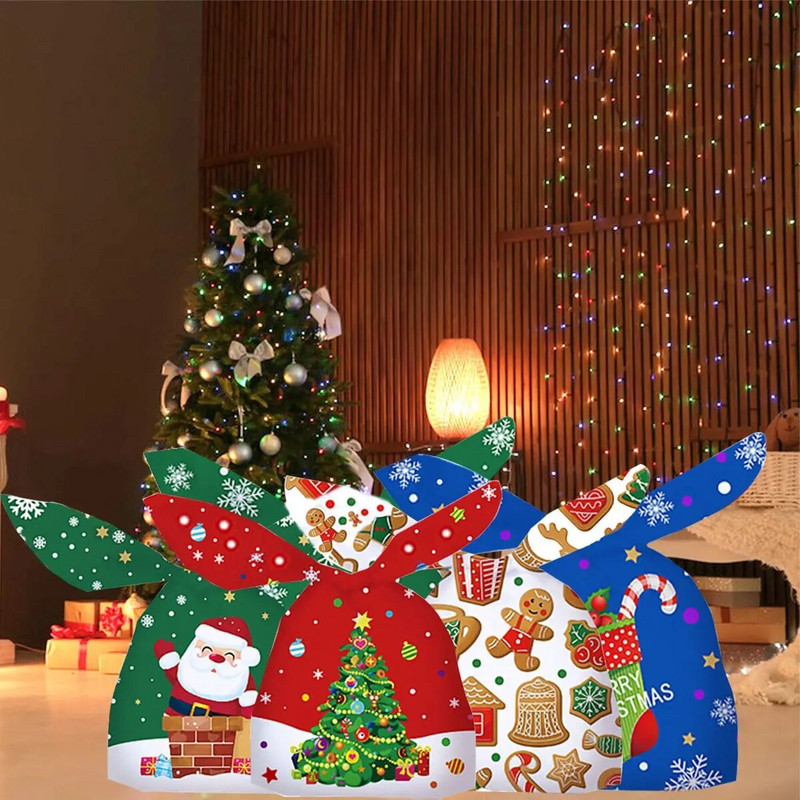 50 vnt Kalėdų saldainių krepšeliai Kalėdų dovanų pakavimo maišelis Kalėdų senelio gėrybių pakavimo maišelis 2024 Navidad Naujųjų metų vakarėliui