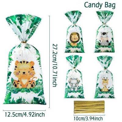 Džiunglių gyvūnai Vakarėlis Saldainiai Dovanų Maišeliai Sausainių Pakavimo Krepšys Laukinis Safari Dovanų Krepšys Svečiams Vaikams Gimtadienio Prekės Kūdikių dušas