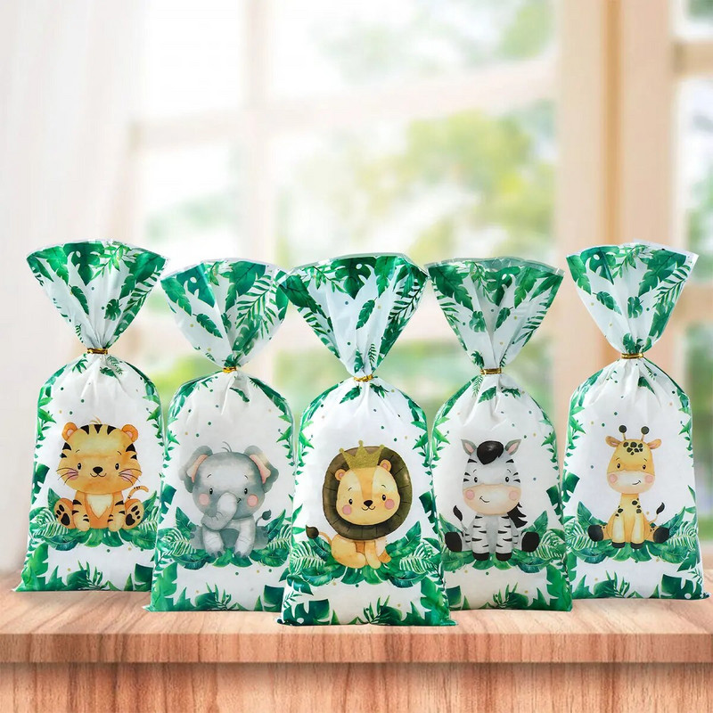 Džiunglių gyvūnai Vakarėlis Saldainiai Dovanų Maišeliai Sausainių Pakavimo Krepšys Laukinis Safari Dovanų Krepšys Svečiams Vaikams Gimtadienio Prekės Kūdikių dušas