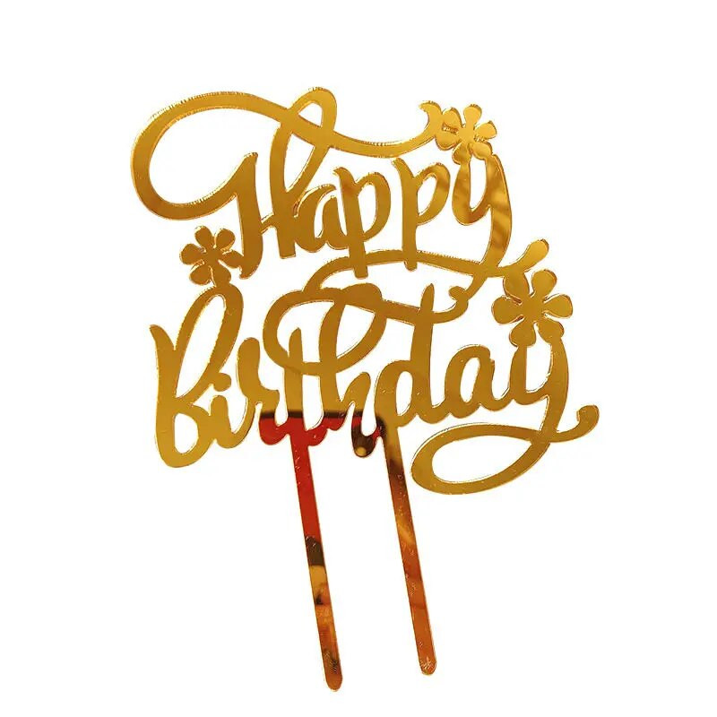 Naujas gimtadienio pyragas su gimtadieniu Tortas Vėliava akrilo vestuvės Desertinis stalas Tortų tvarsčiai Kūdikių vakarėlio kepimo dekoracija