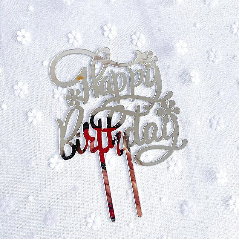 Naujas gimtadienio pyragas su gimtadieniu Tortas Vėliava akrilo vestuvės Desertinis stalas Tortų tvarsčiai Kūdikių vakarėlio kepimo dekoracija