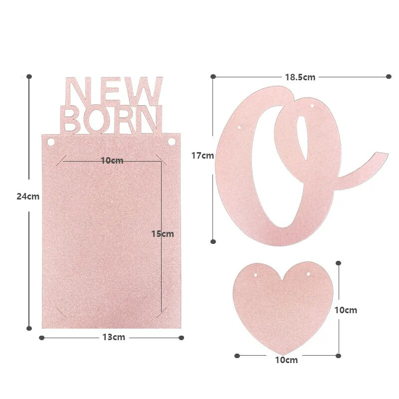 Naujagimio 13 nuotraukų rėmelių reklamjuostė Blizganti popierinė rožinė auksinė ONE Meilė nuotraukų rėmelis 1 reklamjuostė 1-ojo laimingo kūdikio gimtadienio vakarėlio dekoras