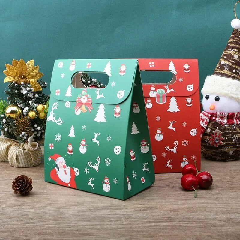 2 vnt Linksmų kalėdinių saldainių dovanų dėžutė su etikete kraftpopieriniai sausainiai Dovanų pakavimo maišeliai 2023 m. Kalėdų vakarėlio namų dekoravimas Naujieji 2024 metai