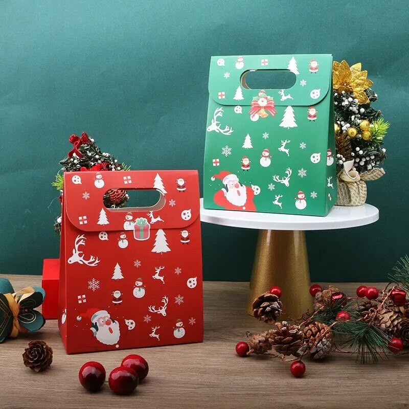 2 vnt Linksmų kalėdinių saldainių dovanų dėžutė su etikete kraftpopieriniai sausainiai Dovanų pakavimo maišeliai 2023 m. Kalėdų vakarėlio namų dekoravimas Naujieji 2024 metai