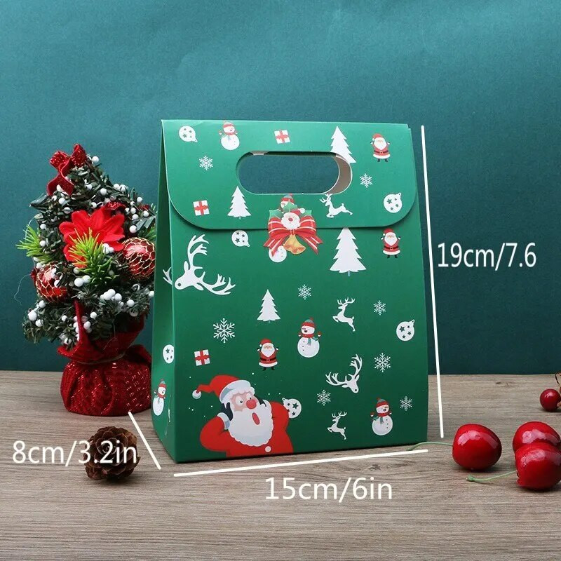 2 vnt Linksmų kalėdinių saldainių dovanų dėžutė su etikete kraftpopieriniai sausainiai Dovanų pakavimo maišeliai 2023 m. Kalėdų vakarėlio namų dekoravimas Naujieji 2024 metai
