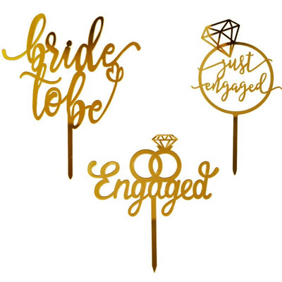 2023 Gold Bride To Be Party Cake Topper Aur acrilic Hen Party Cupcake Topper Desert Cadou pentru Torturi de nunta Decorare pentru coacere