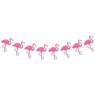 Havajų dekoravimo reklamjuostė Vasaros paplūdimio girliandos Flamingo Gėlių Gėlių paukščio Gimtadienio Popierinė girlianda Linksmos Aloha Luau vakarėlio reklamjuostė