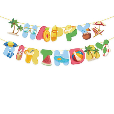 Havajų dekoravimo reklamjuostė Vasaros paplūdimio girliandos Flamingo Gėlių Gėlių paukščio Gimtadienio Popierinė girlianda Linksmos Aloha Luau vakarėlio reklamjuostė
