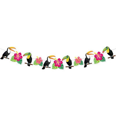 Havajų dekoravimo reklamjuostė Vasaros paplūdimio girliandos Flamingo Gėlių Gėlių paukščio Gimtadienio Popierinė girlianda Linksmos Aloha Luau vakarėlio reklamjuostė