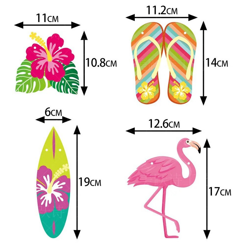 Havajų dekoravimo reklamjuostė Vasaros paplūdimio girliandos Flamingo Gėlių Gėlių paukščio Gimtadienio Popierinė girlianda Linksmos Aloha Luau vakarėlio reklamjuostė