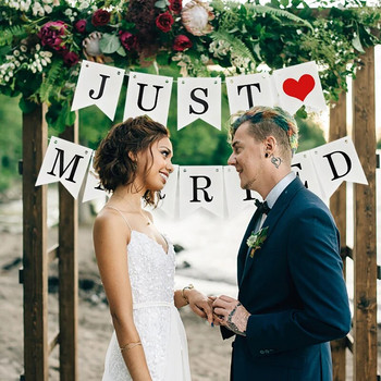 White Just Married Vintage Paper Garland Marry Me Letter Banner Wedding Photo Reps Bunting For Bridal Show Party Chair Decor