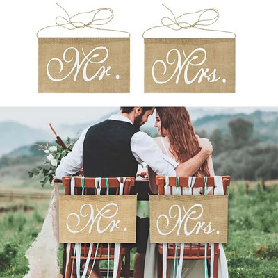 Balta Just Married Vintage Popier Girland Marry Me Laiškas Reklamjuostė Vestuvių Nuotraukų Rekvizitai Kėdės vestuvinio dušo vakarėlio kėdės dekoravimui