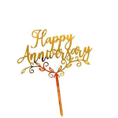 Vestuvių metinių pritaikytas torto įdėklas vėliavėlė Linksmų jubiliejų akrilinis torto įdėklas kūrybinis vakarėlio jubiliejaus tortas Papuošimo atvirutė