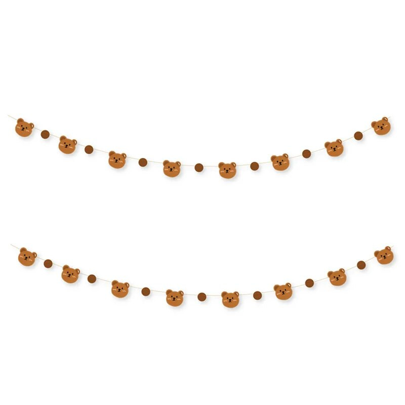 INS Vaikų pirmųjų metų vakarėlis Rudas su gimtadieniu Girliandos Kavos raidės Reklaminė juostelė Meškiukas Vėliava Fono dekoravimas