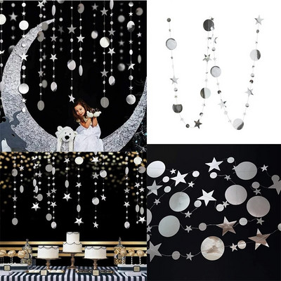 4M blizgantis popierius, juodas auksas, mirguliuojantis mažos žvaigždės ratas, vakarėlis girlianda Streamer reklamjuostė Vestuvių gimtadienio kūdikio dušo EID dekoracija