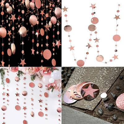 4M blizgantis popierius, juodas auksas, mirguliuojantis mažos žvaigždės ratas, vakarėlis girlianda Streamer reklamjuostė Vestuvių gimtadienio kūdikio dušo EID dekoracija