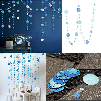 4M blizgantis popierius, juodas auksas, mirguliuojantis mažos žvaigždės ratas, vakarėlis girlianda Streamer reklamjuostė Vestuvių gimtadienio kūdikio dušo EID dekoracija