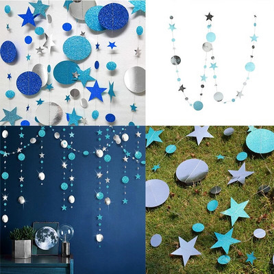 4M blizgantis popierius, juodas auksas, mirguliuojantis mažos žvaigždės ratas, vakarėlis girlianda Streamer reklamjuostė Vestuvių gimtadienio kūdikio dušo EID dekoracija