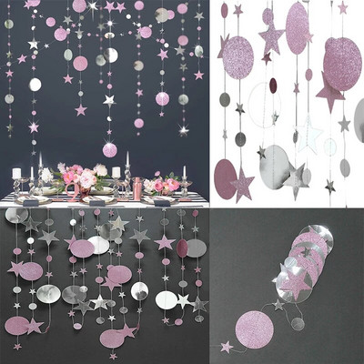 4M blizgantis popierius, juodas auksas, mirguliuojantis mažos žvaigždės ratas, vakarėlis girlianda Streamer reklamjuostė Vestuvių gimtadienio kūdikio dušo EID dekoracija