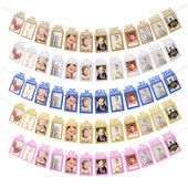 Nuotraukų reklamjuostė Kūdikio 1-asis gimtadienis, berniukai, 12 mėnesių, gimtadienio dekoracijos, reikmenys Retro nuotraukų sienelės nuotraukų traukimo reklamjuostė