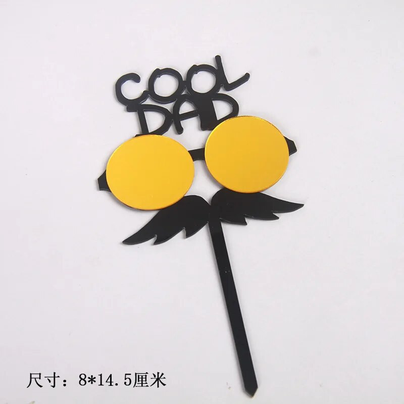 Naujas šaunus TĖČIO gimtadienio torto dangtelis Juodas akrilinis Tėvo diena su gimtadieniu Kekselių keptuvės Tėčio vakarėliams dovanos Dekoracijos