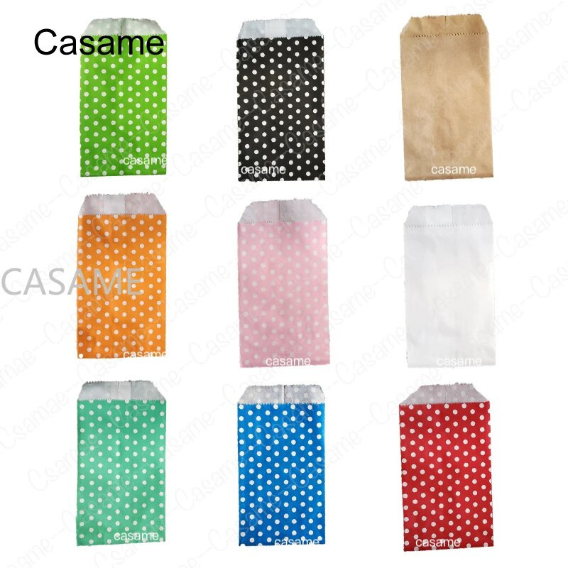 50 vnt mažo maišelio maišelis Mini taškinis kraftpopierinis maišelis Vestuvių vakarėlio kvietimai sveikinimo atvirukai Popierinis dovanų maišelis