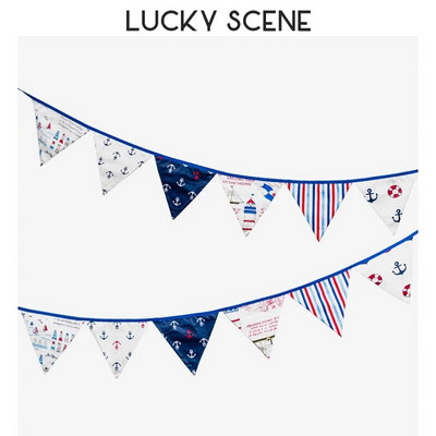 12 vėliavėlių Medvilninio audinio vimpelinis ryšulys Baneris Vakarėlio dekoracijos Su gimtadieniu Vestuvių papuošimas Šiaurės šalių spalvota vėliava S01163