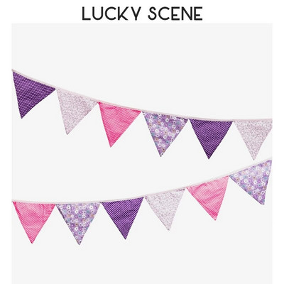 12 vėliavėlių Medvilninio audinio vimpelinis ryšulys Baneris Vakarėlio dekoracijos Su gimtadieniu Vestuvių papuošimas Šiaurės šalių spalvota vėliava S01163