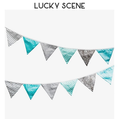 12 vėliavėlių Medvilninio audinio vimpelinis ryšulys Baneris Vakarėlio dekoracijos Su gimtadieniu Vestuvių papuošimas Šiaurės šalių spalvota vėliava S01163