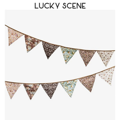 12 vėliavėlių Medvilninio audinio vimpelinis ryšulys Baneris Vakarėlio dekoracijos Su gimtadieniu Vestuvių papuošimas Šiaurės šalių spalvota vėliava S01163