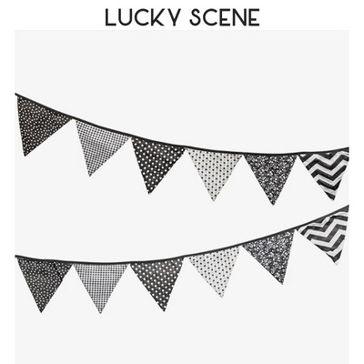 12 vėliavėlių Medvilninio audinio vimpelinis ryšulys Baneris Vakarėlio dekoracijos Su gimtadieniu Vestuvių papuošimas Šiaurės šalių spalvota vėliava S01163