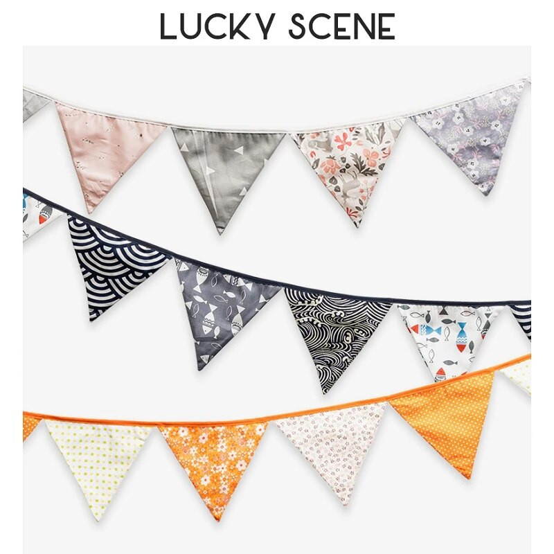 12 vėliavėlių Medvilninio audinio vimpelinis ryšulys Baneris Vakarėlio dekoracijos Su gimtadieniu Vestuvių papuošimas Šiaurės šalių spalvota vėliava S01163